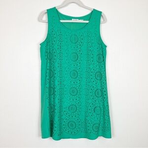 Blu Pepper Sleeveless Laser Cut Dress Green Size Large